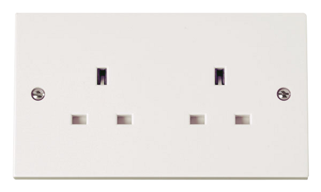 Click Polar 13A 2 Gang Double Unswitched Socket White