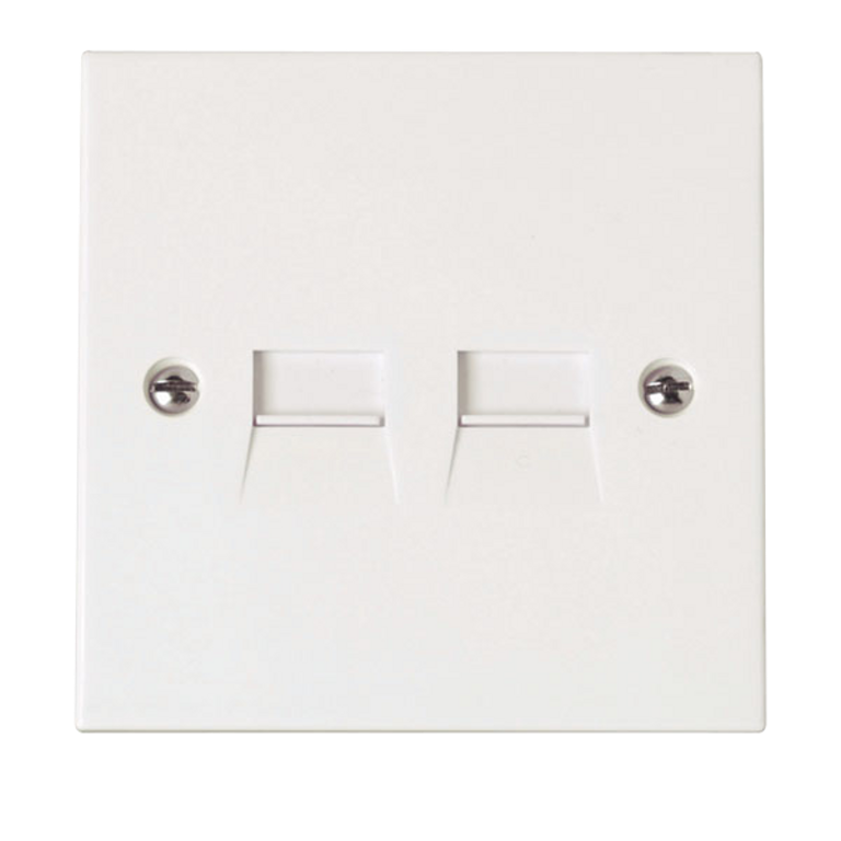 Click Polar 2 Gang Secondary Telephone Socket White