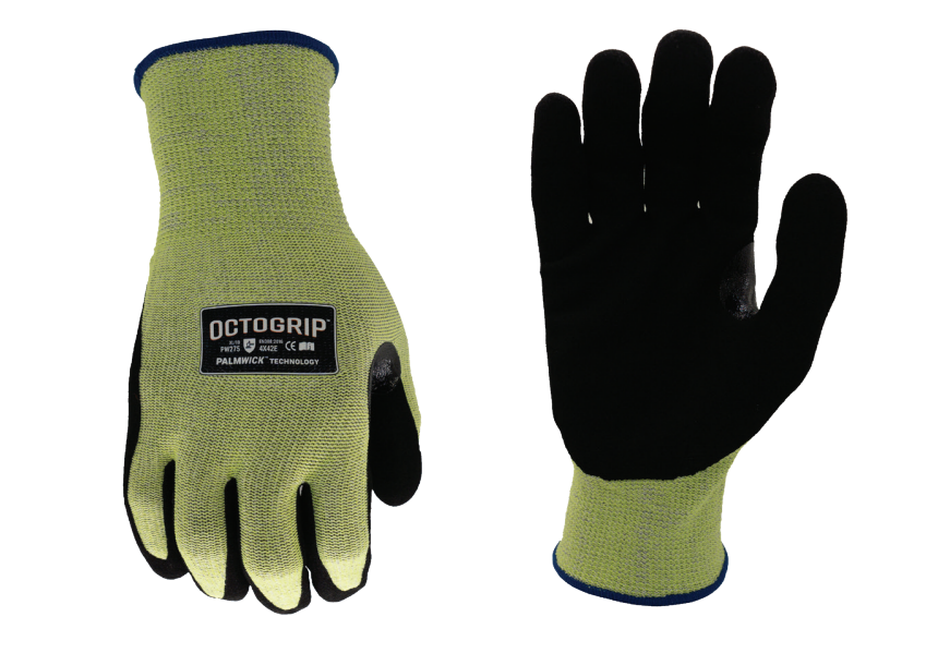 Octogrip Anti Cut Level 5 Safety Gloves Black/Green (Xl)