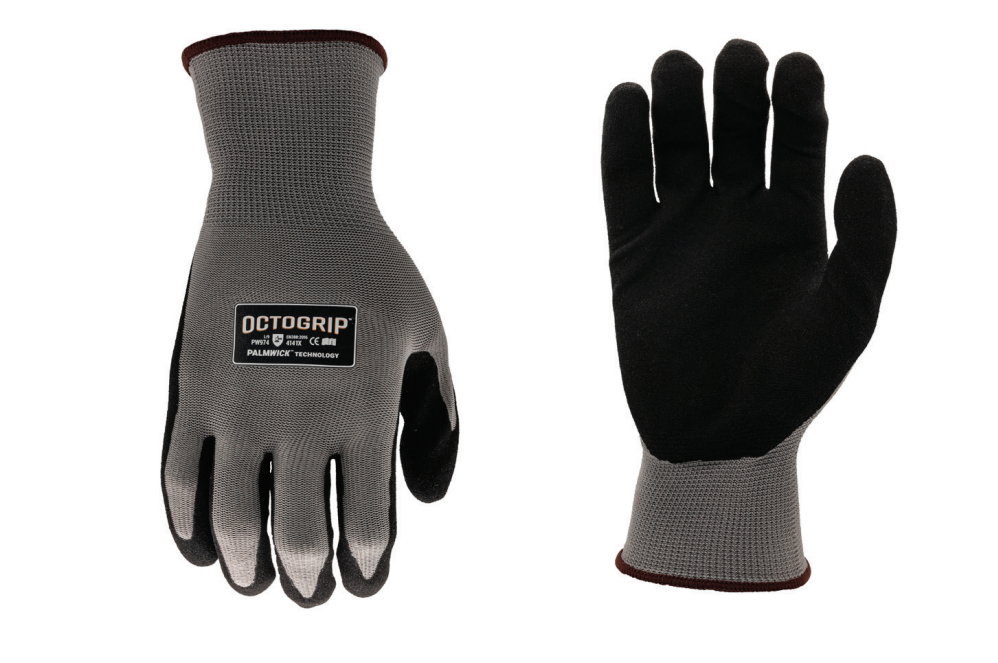 Octogrip Breathable 13g Poly Gloves Black/Grey (XL)