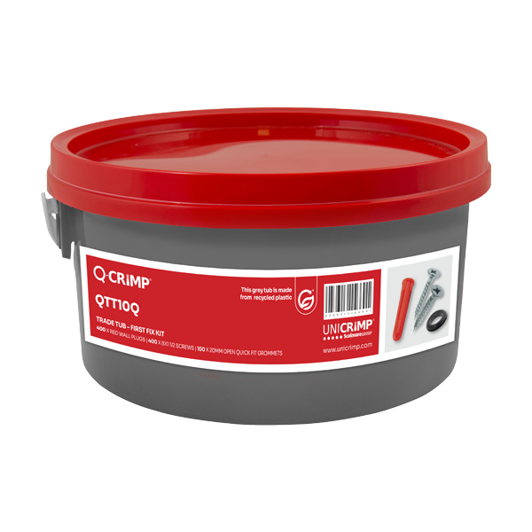 Unicrimp Trade Tub Red Plugs + 8 x 1.5mm Screws + O Grommets