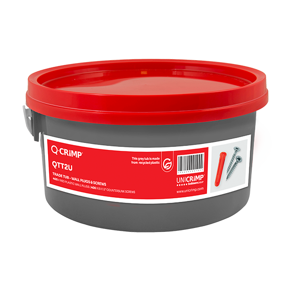Unicrimp Trade Tub Red Wall Plugs & 8 x 1.5 Countersunk Screws (Tub of 400 Each)