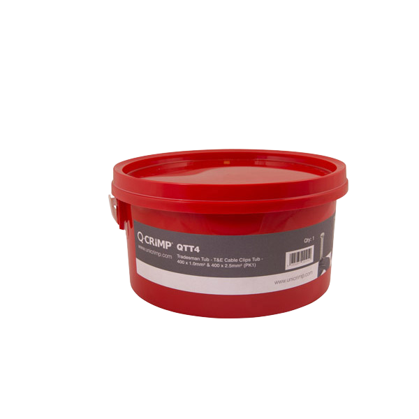 Unicrimp Trade Tub Cable Clips - 1mm & 2.5mm (Tub of 400 Each)