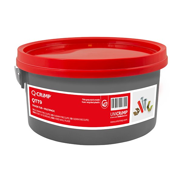 Unicrimp Trade Tub Fire Clips +  8 x 1.5 Screws + Red Plugs