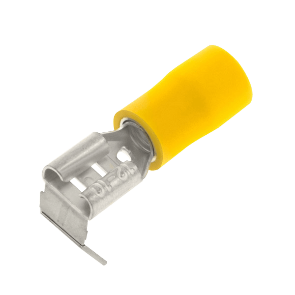 Unicrimp 6.3mm x 0.8mm Female Piggy Back Connector Yellow (Pack of 100)