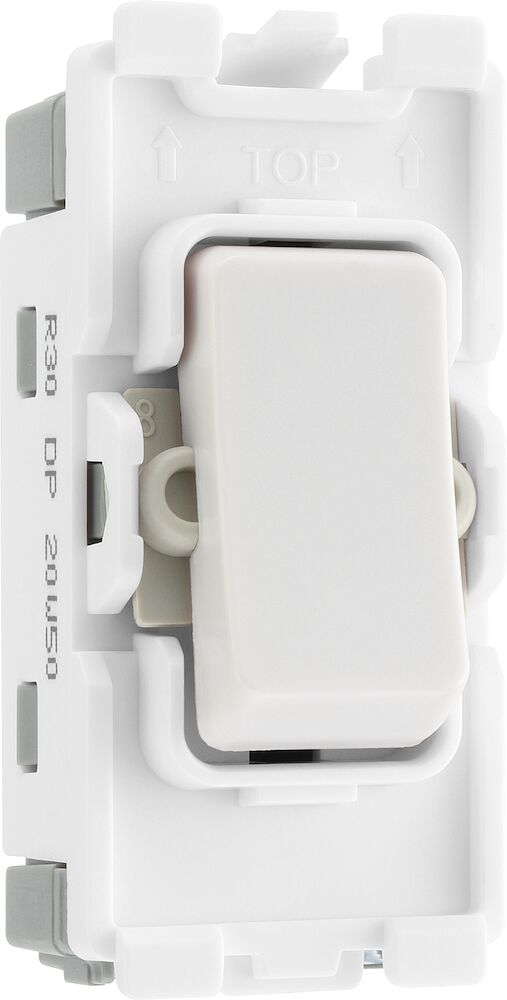 BG Nexus 20A Double Pole Grid Switch White