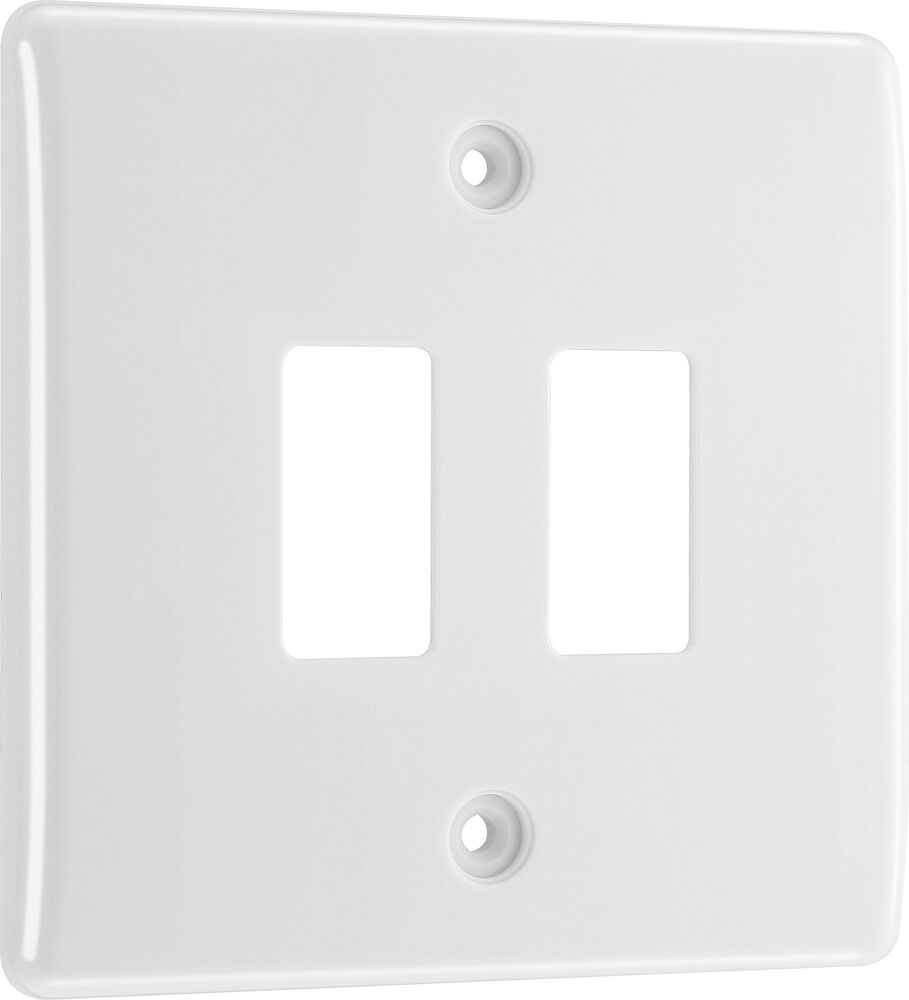 BG Nexus 2 Gang Grid Switch Front Plate White