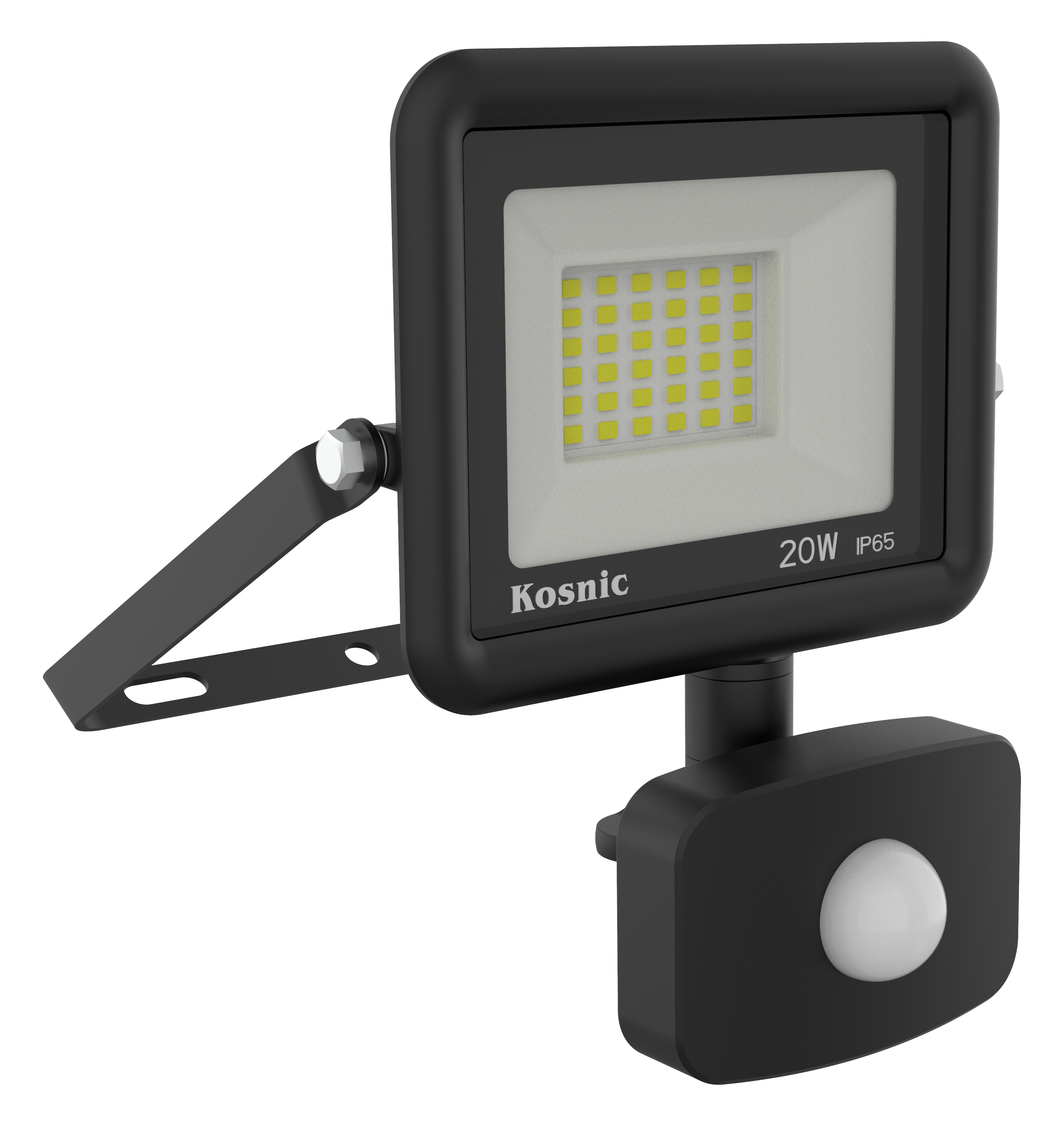 Kosnic Rhine II 20W 1810lm LED Floodlight with PIR Black 3000K Warm White