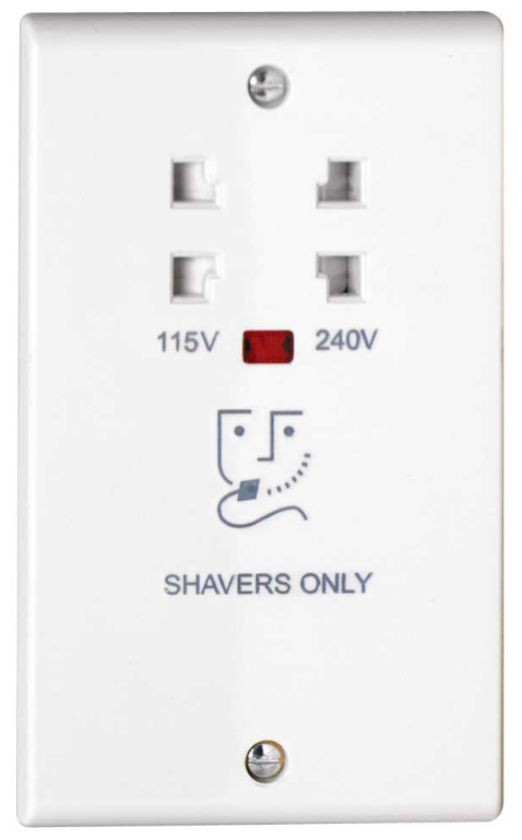 Deta Slimline 115/240V Dual Voltage Shaver Socket White