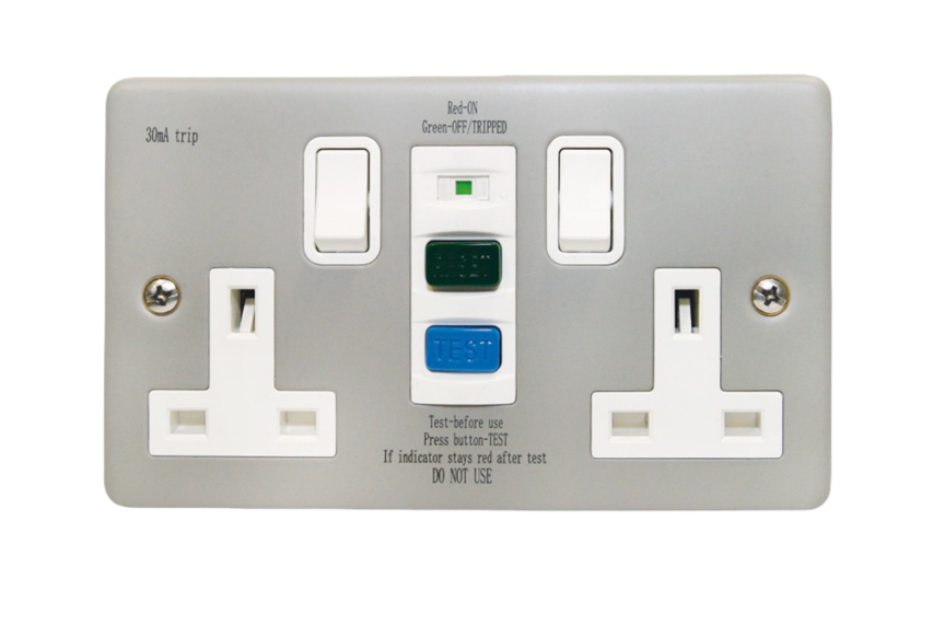 Niglon 2 Gang 13A RCD Switched Socket Metal Clad
