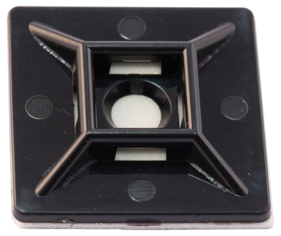 19mm x 19mm S/A Mounting Bases for 3.6mm Nylon Cable Ties Black (Pack of 100)