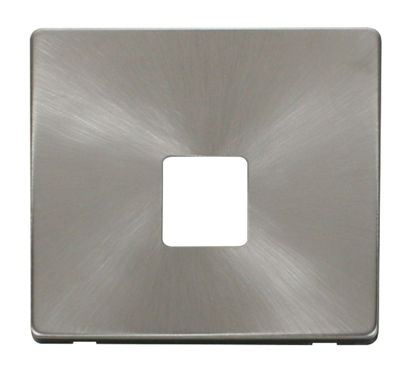 Click Definity 1 Gang Single Telephone Socket Front Cover Plate Brushed Steel