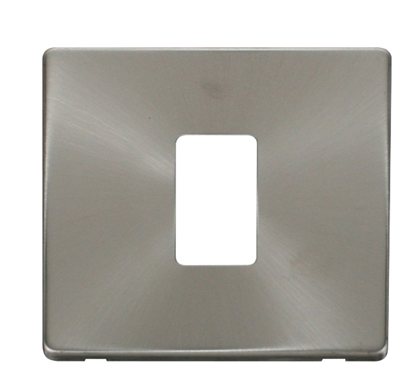 Click Definity 1 Gang 1 Aperture Unfurnished Minigrid Plate Cover Brushed Stainless Steel