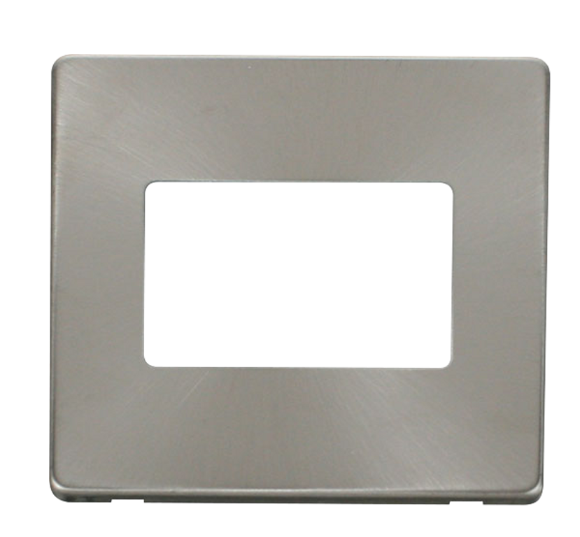 Click Definity 1 Gang 3 Aperture Unfurnished Minigrid Plate Cover Brushed Stainless Steel