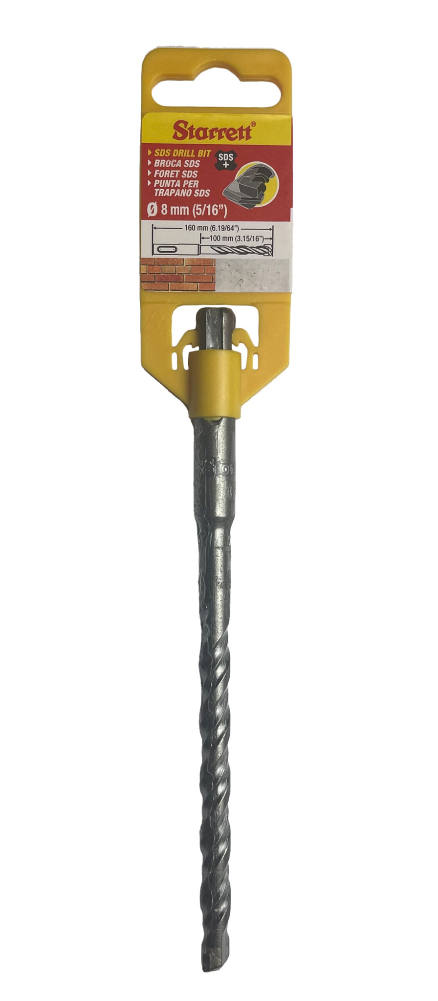 Starrett 8mm  x 160mm SDS Plus Shank 2 Points Drill Bit