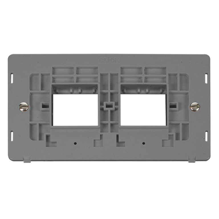 Click Definity 2 Gang 2 x 2 Aperture Unfurnished Minigrid Plate Insert Grey