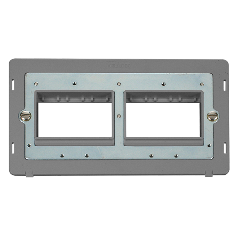 Click Definity 2 Gang 2 x 3 Aperture Unfurnished Minigrid Plate Insert Grey