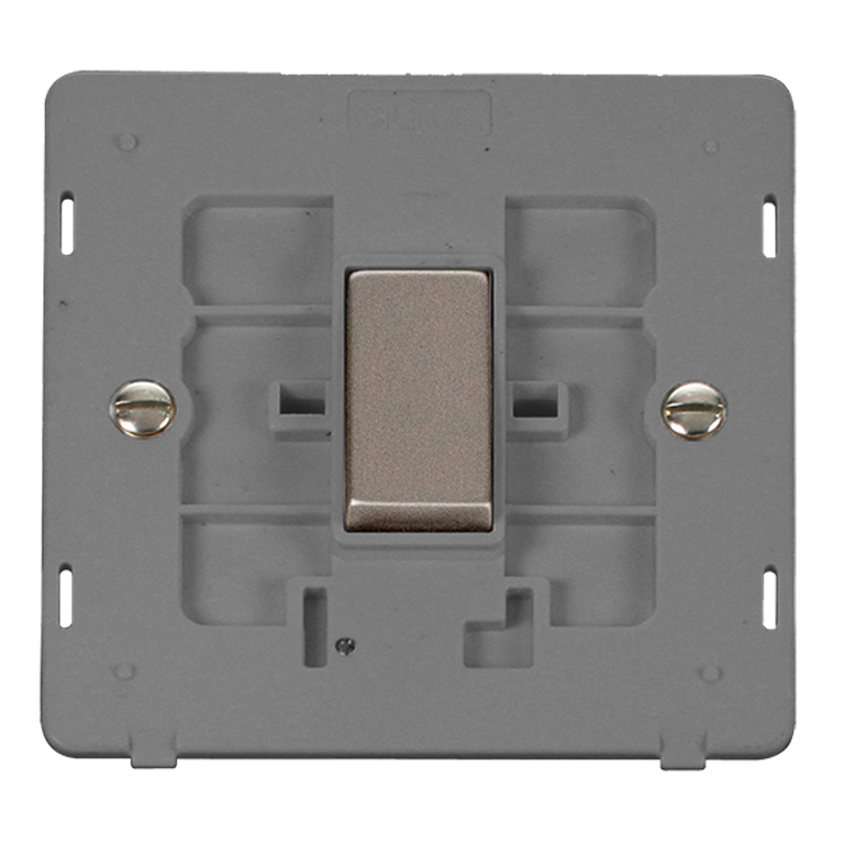 Click Definity 10A 1 Gang 2 Way Plate Switch Insert Stainless Steel with Grey Inserts