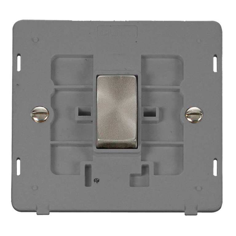 Click Definity 10A 1 Gang Intermediate Plate Switch Insert Brushed Steel with Grey Inserts