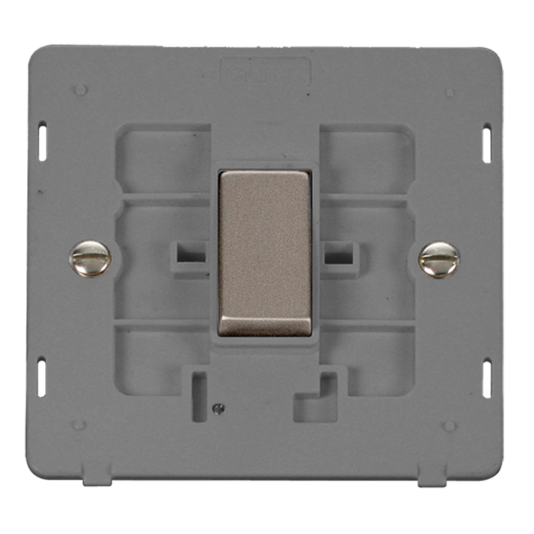 Click Definity 10A 1 Gang Intermediate Plate Switch Insert Brushed Steel with Grey Inserts