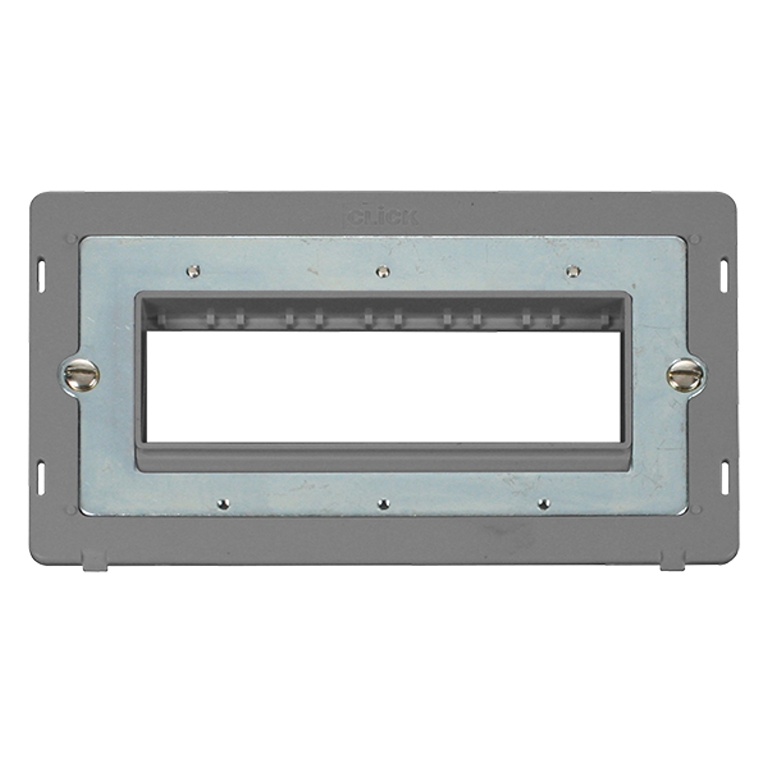 Click Mode 2 Gang 6 Inline Aperture Minigrid Unfurnished Plate Insert Grey