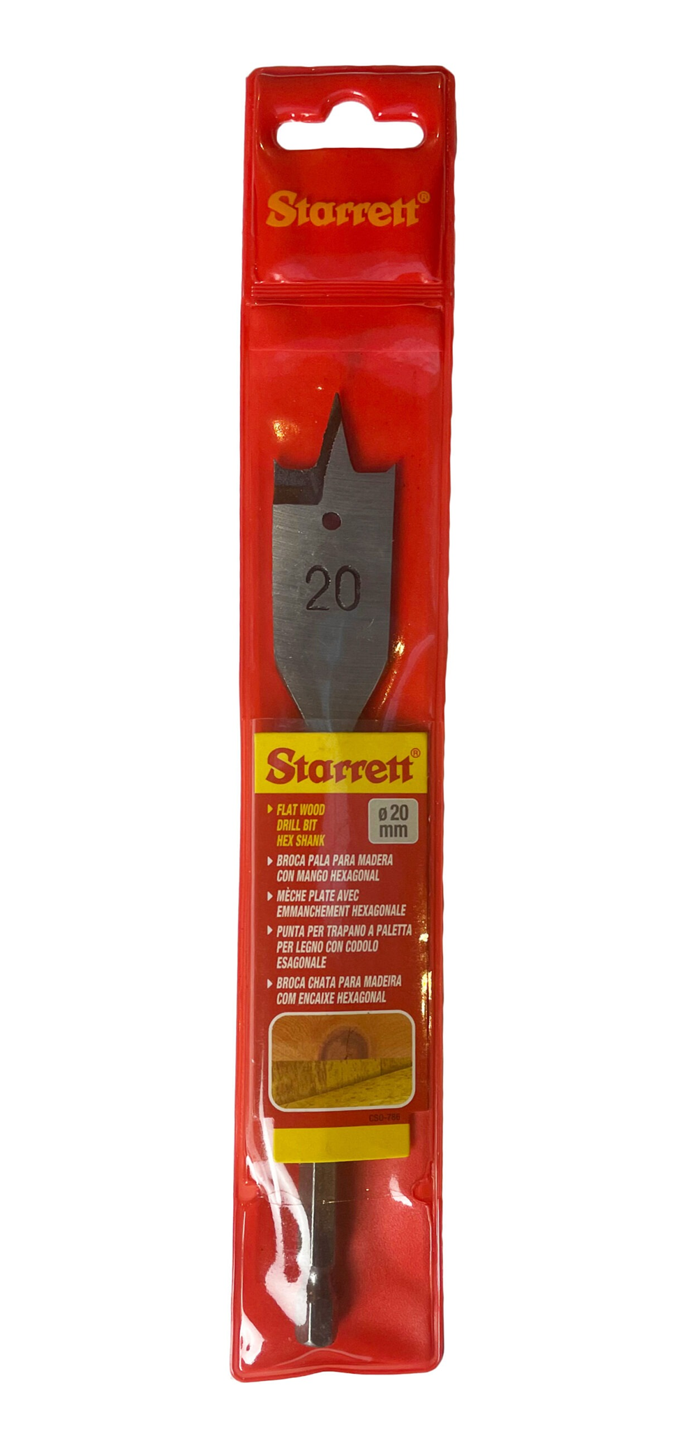 Starrett 20 x 152mm Flat Wood Hex Shank Drill Bit