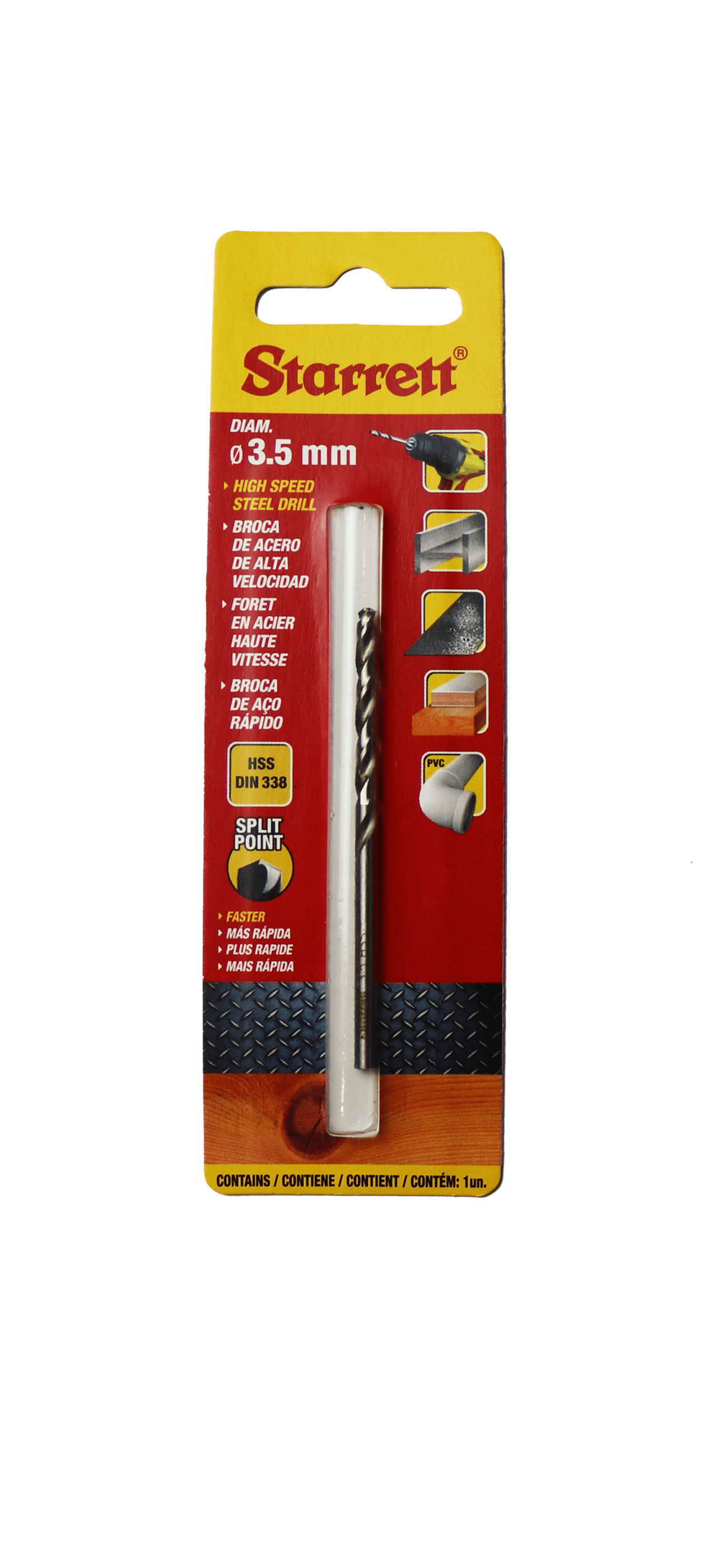 Starrett 3.5mm x 70mm HSS Split Point Drill Bit