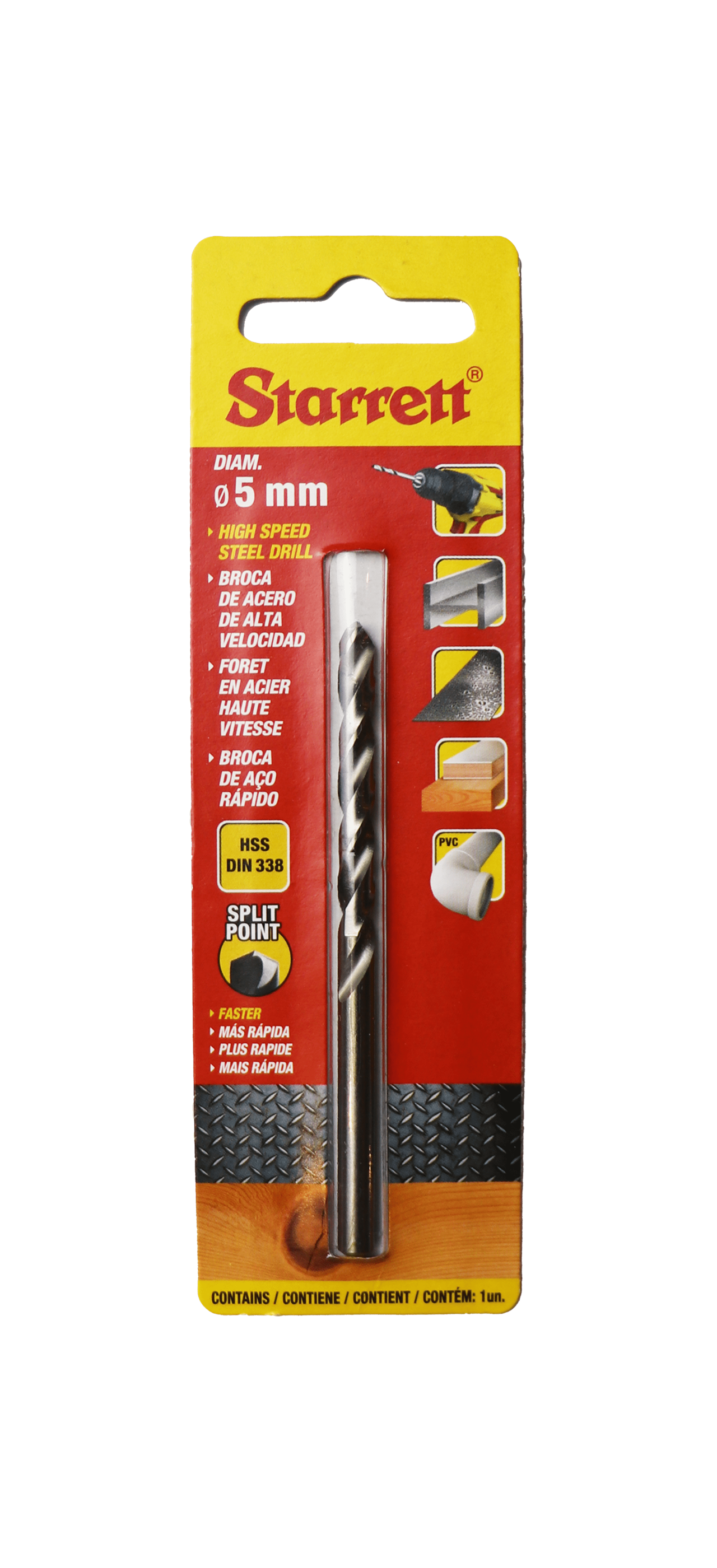 Starrett 5mm x 86mm HSS Split Point Drill Bit