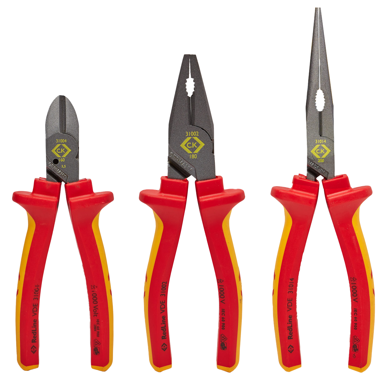 CK Tools 3 Piece RedLine VDE Pliers Set