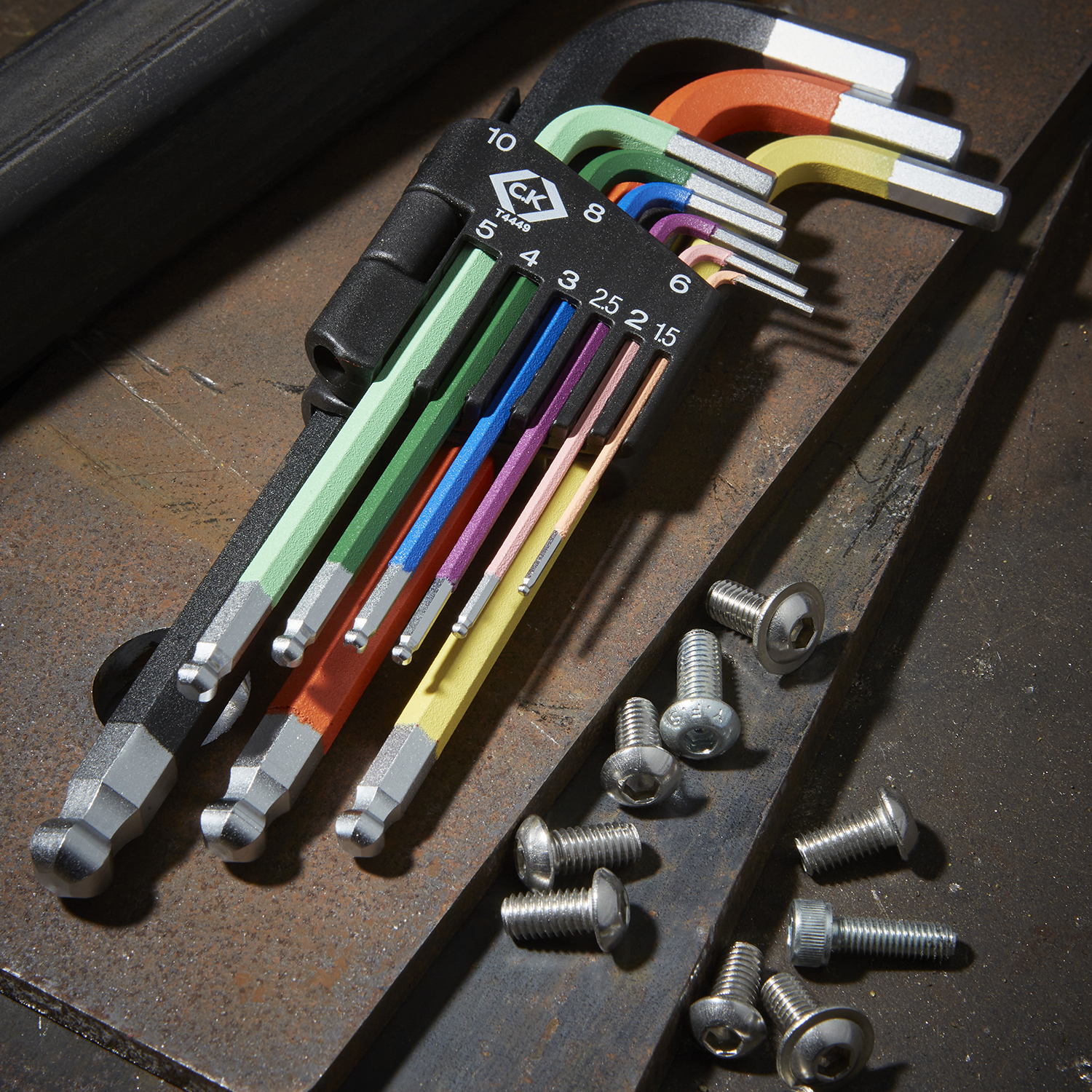 CK Tools 9 Piece Ball Ended Coloured Hexagon Key Set