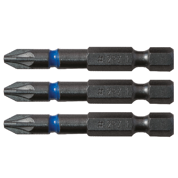 CK Tools Blue Steel 50mm PZ2 Impact Screwdriver Bits PK3