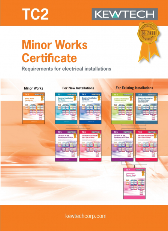Kewtech Minor Works Certificates x 40