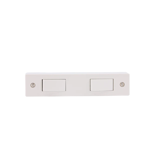 Thrion 10A 2 Gang 2 Way Architrave Switch with Pattress White