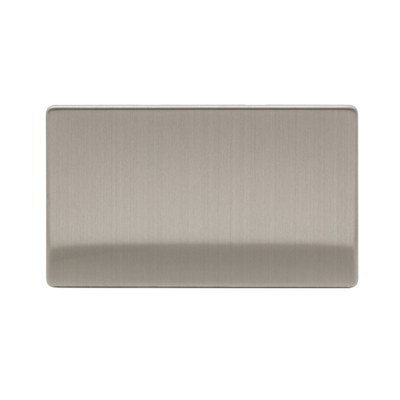 Niglon 2 Gang Blank Plate Brushed Chrome