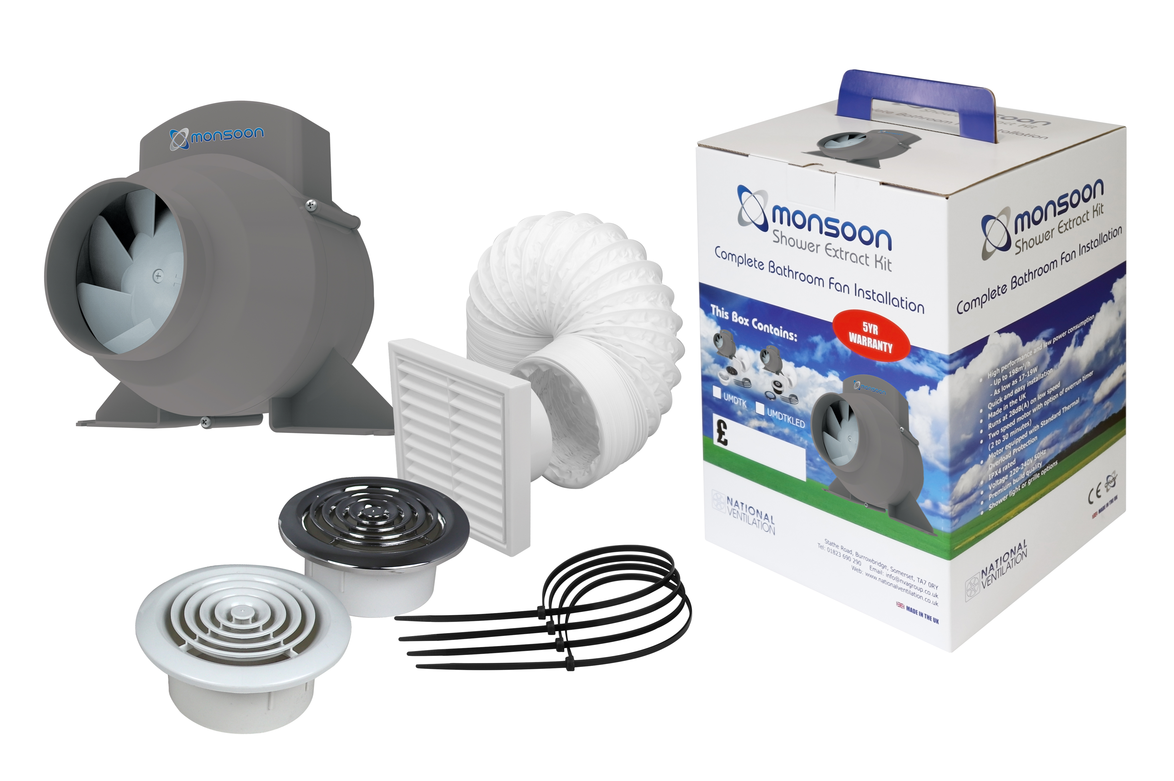 National Ventilation Monsoon 100mm Shower Timer Fan Kit