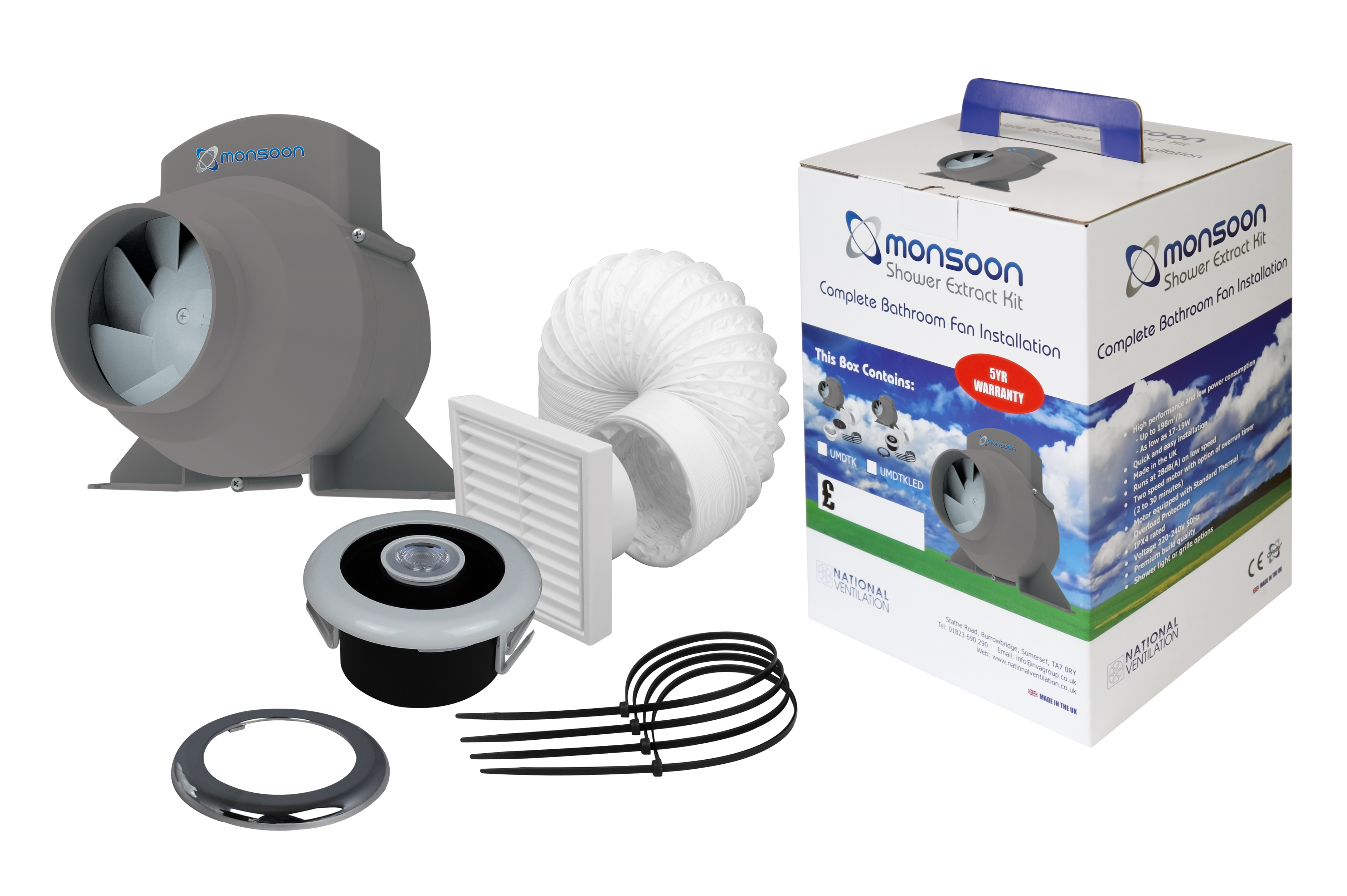 National Ventilation Monsoon 100mm LED Timer Fan Kit