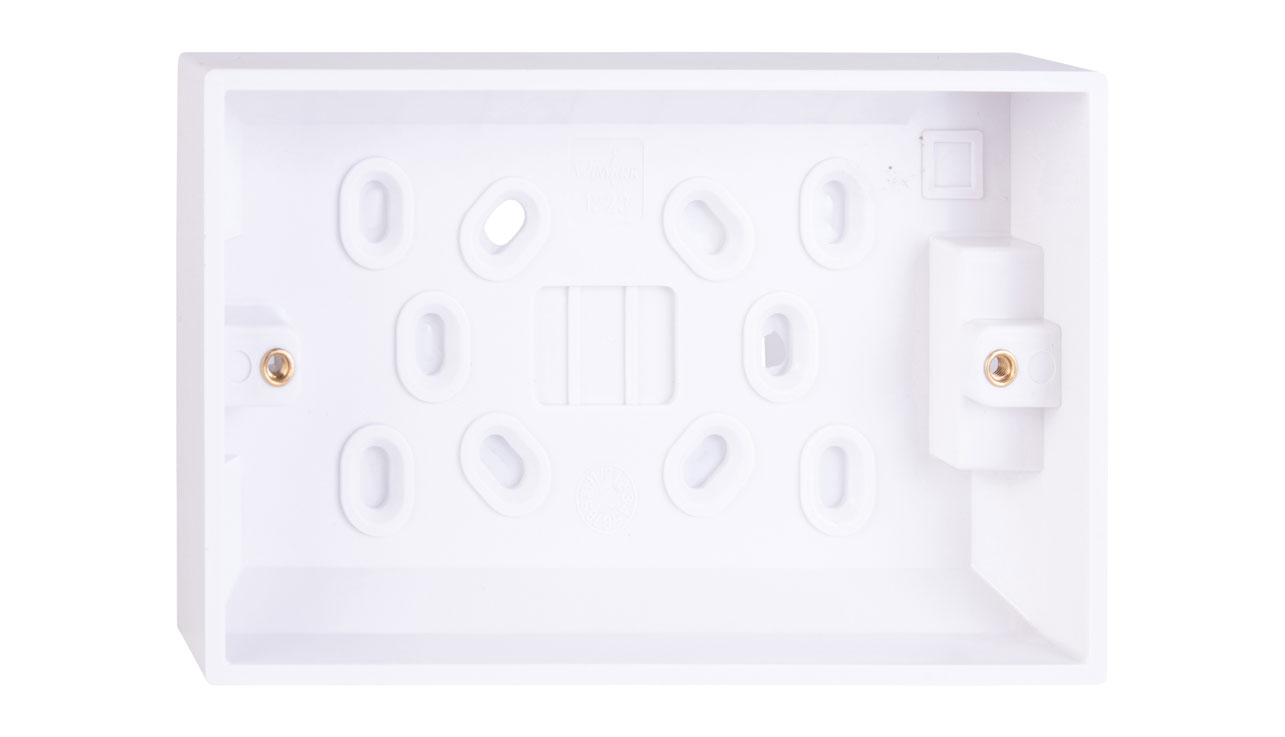 Deta Vimark Boxes 2 Gang 25mm Deep Pattress Box with Square Corners