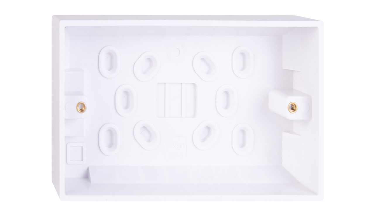 Deta 33mm 2 Gang Surface Pattress for use with Slimline & Vimark Range White