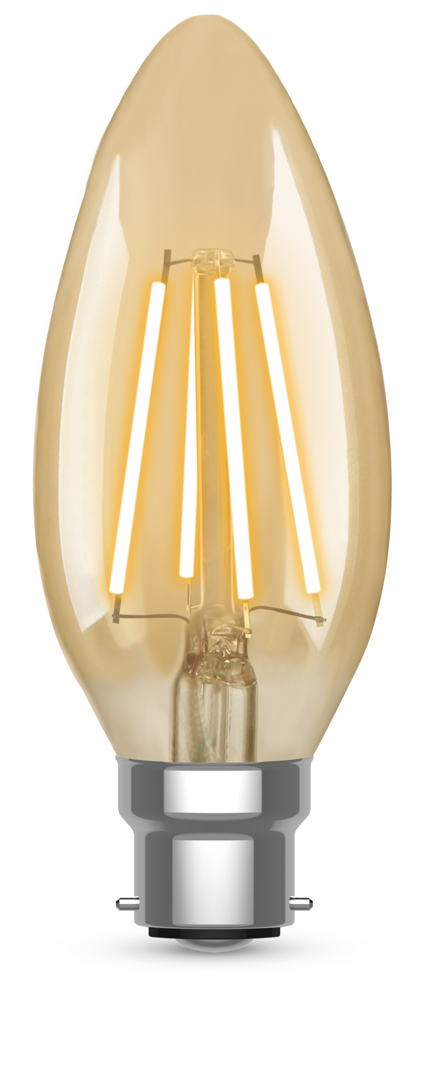 Kosnic 450lm 4.2W B22 Dimmable Vintage Filament Candle Lamp with Gold Finish 2500K