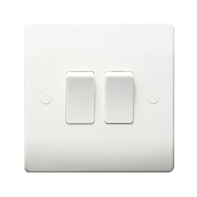 Thrion 10A 2 Gang 2 Way Switch White