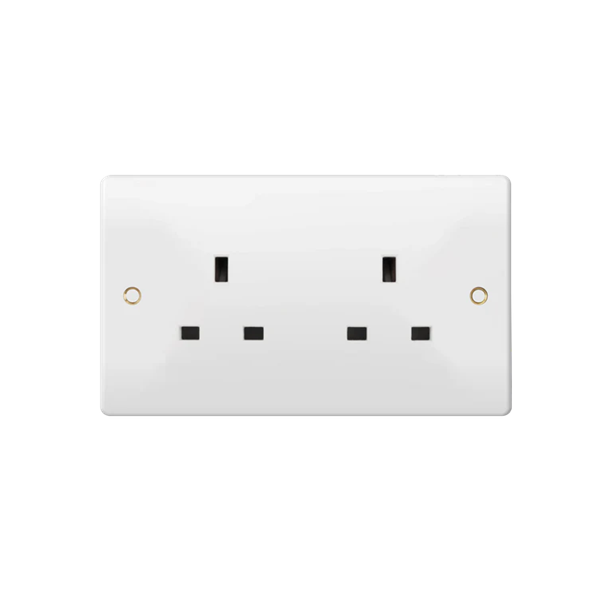 Thrion 13A 2 Gang SP Double Unswitched Socket White