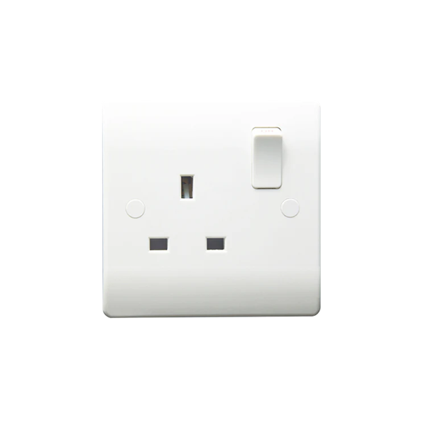 Thrion 13A 1 Gang DP Switched Socket White