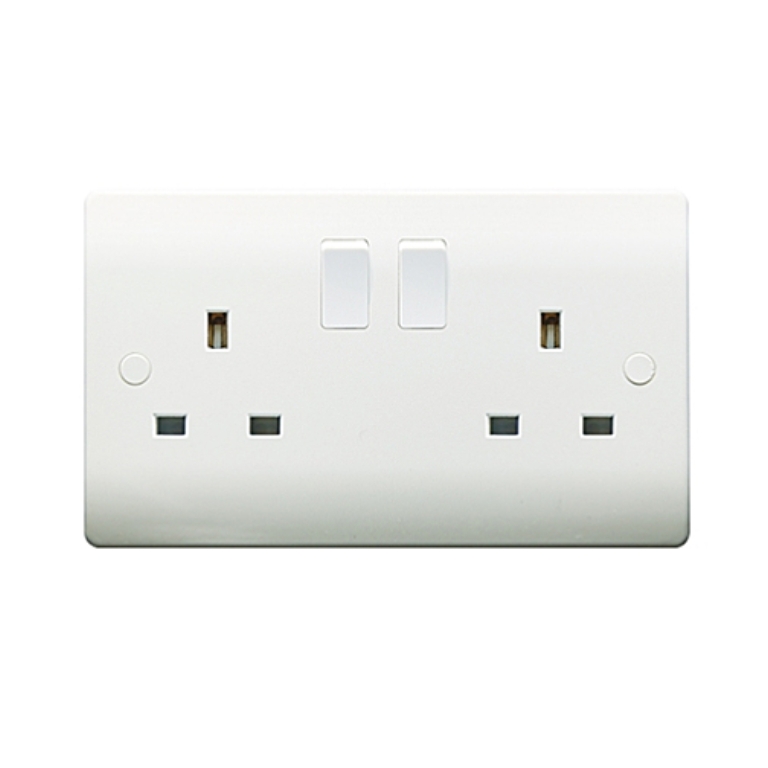 Thrion 13A 2 Gang DP Double Switched Socket White