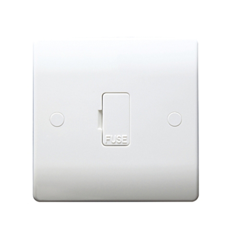 Thrion 13A 1 Gang Unswitched Fused Spur with Bottom Flex Outlet White