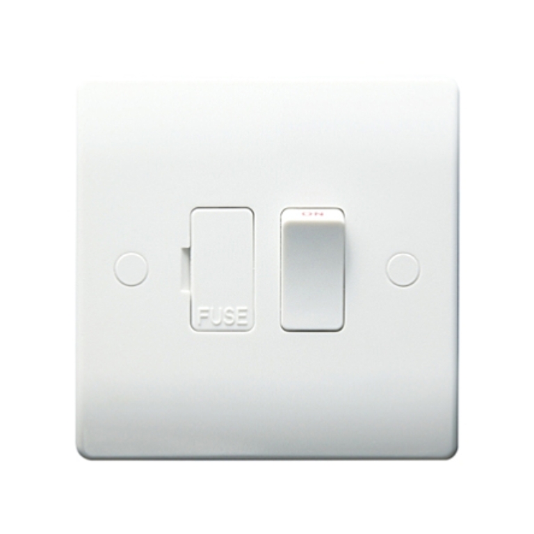 Thrion 13A 1 Gang Switched Fused Spur with Raised Bottom Flex Outlet White