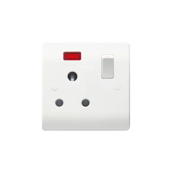 Thrion 15A 1 Gang SP Round Pin Switched Socket with Neon White