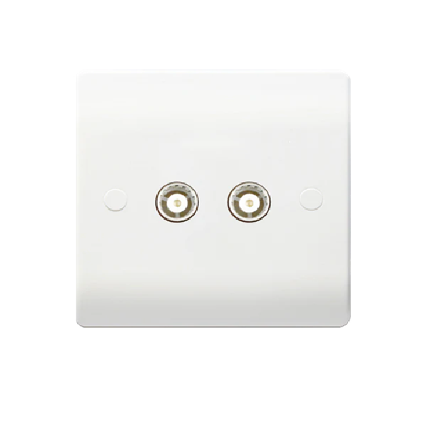 Thrion 2 Gang Isolated Coaxial Socket White