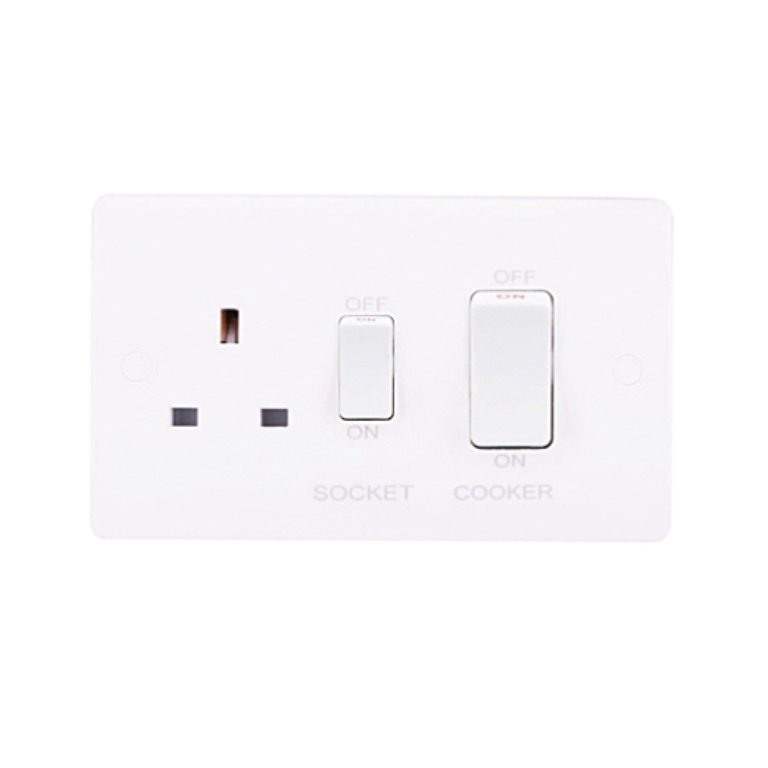 Thrion 45A Cooker Control Unit with Socket White