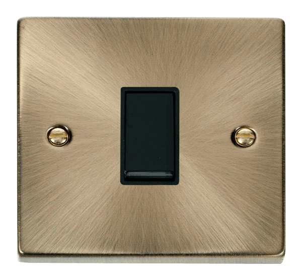 Click Deco 10A 1 Gang 2 Way Plate Switch Antique Brass with Black Switch and Inserts