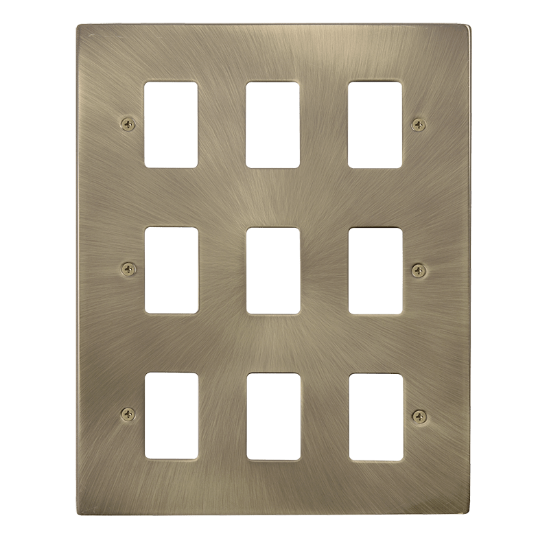 Click GridPro 9 Aperture Front Plate Antique Brass